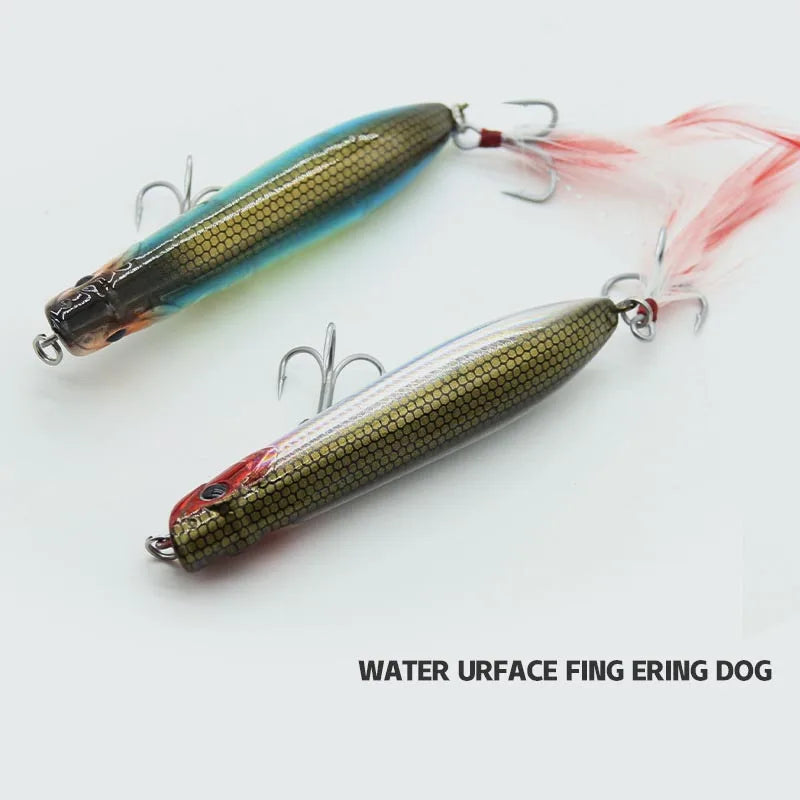 Freshwater Fishing Lures, Top Water Fishing Gear for Trout and Bass Fish, Spooks Cupped Mouth Walker, Long Casting Treble Hooks