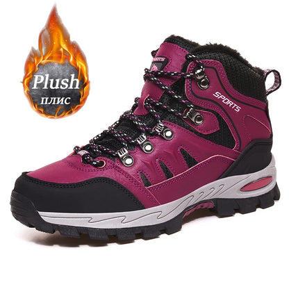 New Men's Hiking Shoes women Mountain Climbing Sneaker Wear-resistant Trekking Walking Sneakers winter plush Fashion Couple Shoe