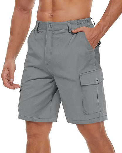 TACVASEN Summer Breathable Cotton Cargo Shorts Mens Casual Multi-pockets Twill Work Shorts Hiking Camping Short Pants Outdoor