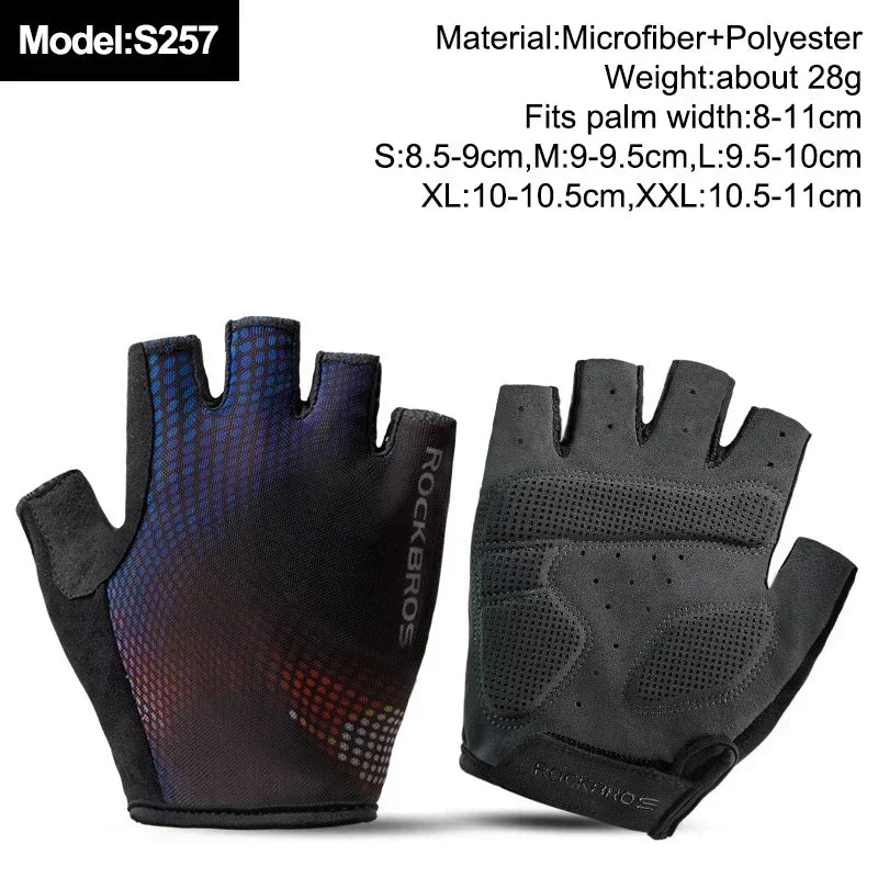 ROCKBROS New Road Bike MTB Gloves Microfiber Wear Resistant Gym Training Fingerless Glove Half Finger Bicycle Cycling Equipment