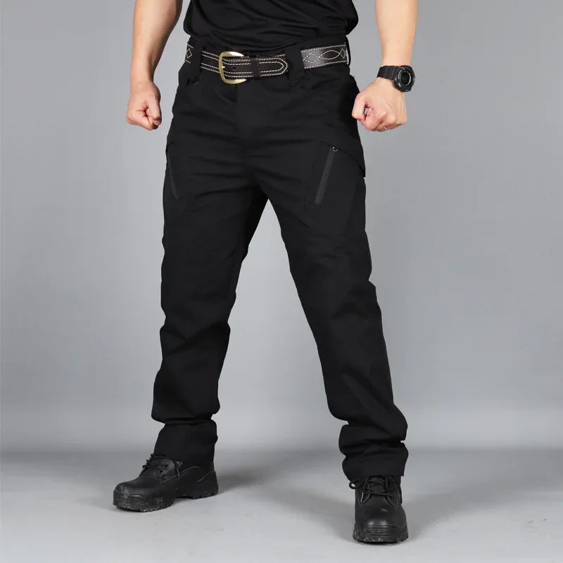 Men Multi-Pockets Cargo Pants Quick Dry Outdoors Sports Tactical Trousers Camouflage black Trousers for Travel Hiking climb