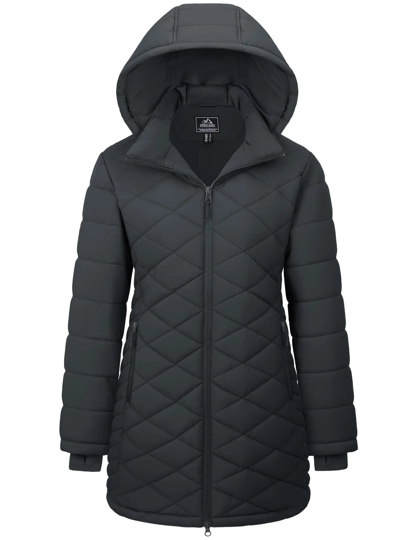 TACVASEN Winter Long Quilted Puffer Jackets Women's Lightweight Warm Insulated Coat Waterproof Outwear Parkas with Hood Hiking