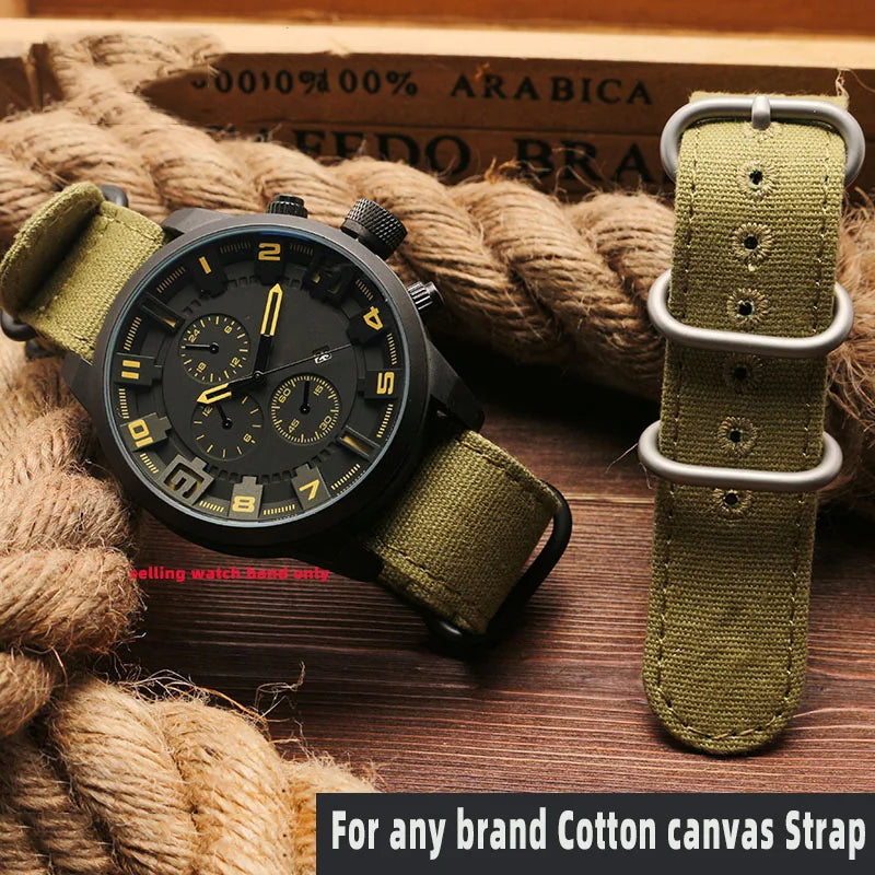 For any brand watch Fabric Military watchband watch Climbing Sports wristband straps 20 22 24 26mm men' Cotton canvas bracelet