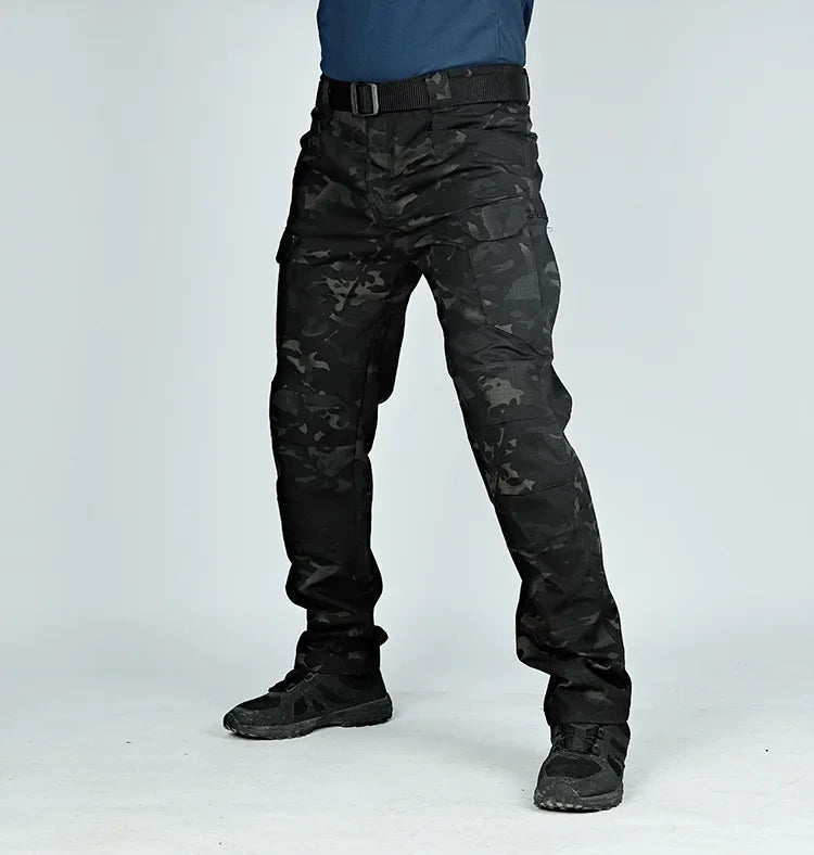 Men Multi-Pockets Cargo Pants Quick Dry Outdoors Sports Tactical Trousers Camouflage black Trousers for Travel Hiking climb
