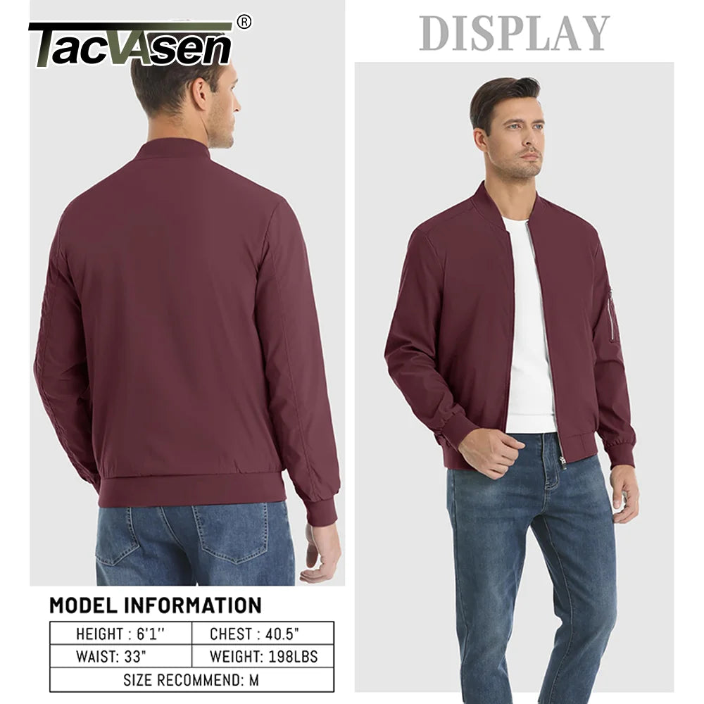 TACVASEN Spring Baseballl Jackets Mens Windbreaker Hiking Trekking Fishing Jackets Outdoor Full Zip Casual Coats Outwear Tops