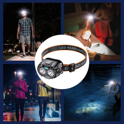 Powerful LED Headlamp Motion Sensor Emergency Head Flashlight 250LM High Brightness Headlight for Outdoor Fishing Camping Hiking