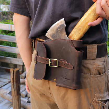 Tourbon Leather Axe Protective Cover Holder Hatchet Sheath Case Axe Blade Protector Outdoors Accessories Woodworking Camping