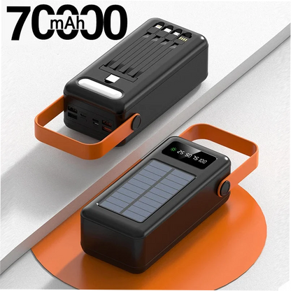150000mAh Solar Panel Power Bank Fast charging Power Station with Four Wire External Battery Pack with Flashlight For Outdoors