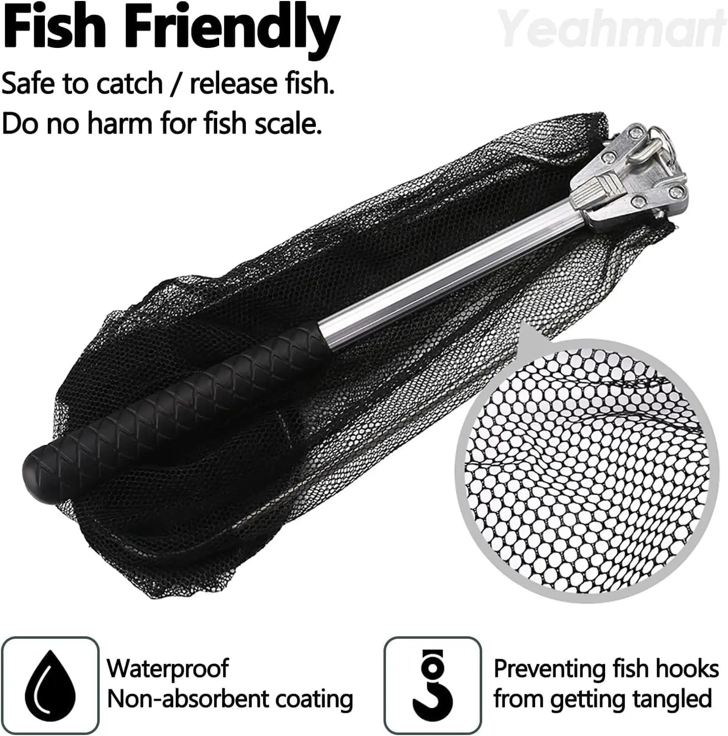 Fishing Landing Net Fishing Net Fish Catching or Releasing Net for Fly Fishing Kayak Boating Trout Fishing Tools