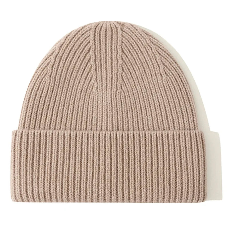 Men Women 100% Merino Wool Beanie Hats Winter Thermal Hat Cuffed Knit Ribbed Beanie Hiking Skiing One Size