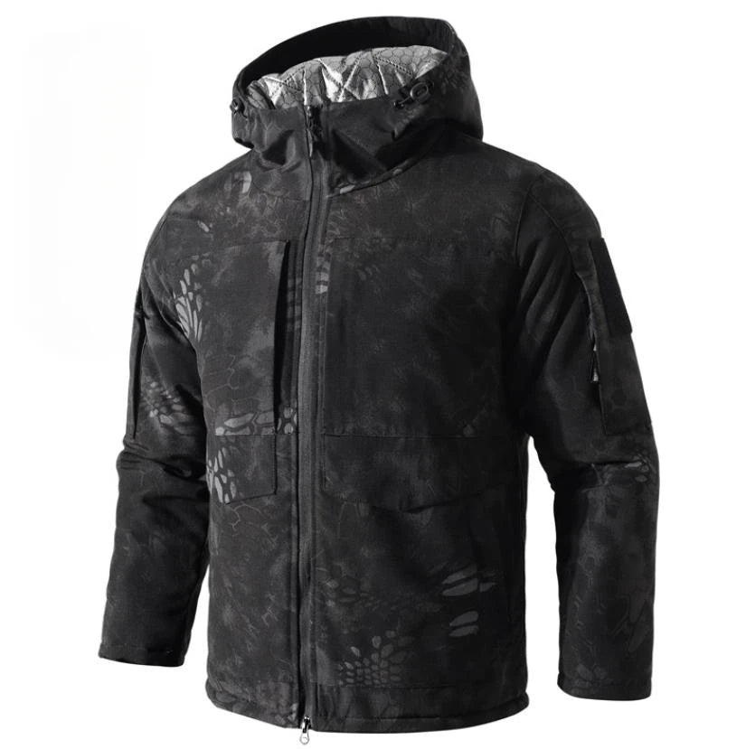 Camouflage Tooling Mens Hooded Parkas Thickened Winter Durable Multiple Pockets Outdoors Working Cotton Jackets Warm Windbreaker