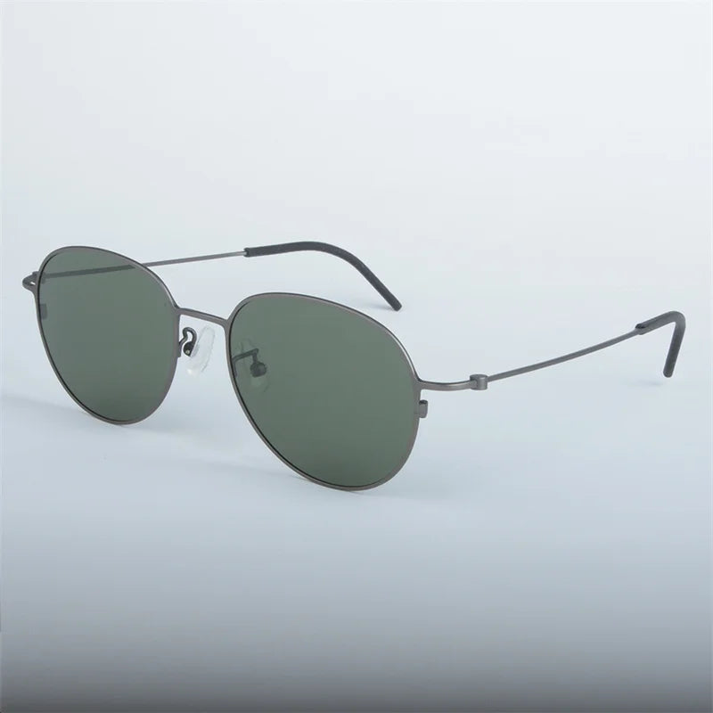 Handmade Pure Titanium Polarized Sunglasses Men Oval Round Eyeglasses Outdoors Women Big Face Spectacles Eyewear No Fade Eyewear