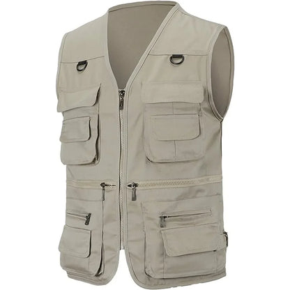 Outdoor Hiking Vest Men's Multi-pocket Breathable Hunting Fishing Vest Men's Thin Outdoor Simple Sports Jacket