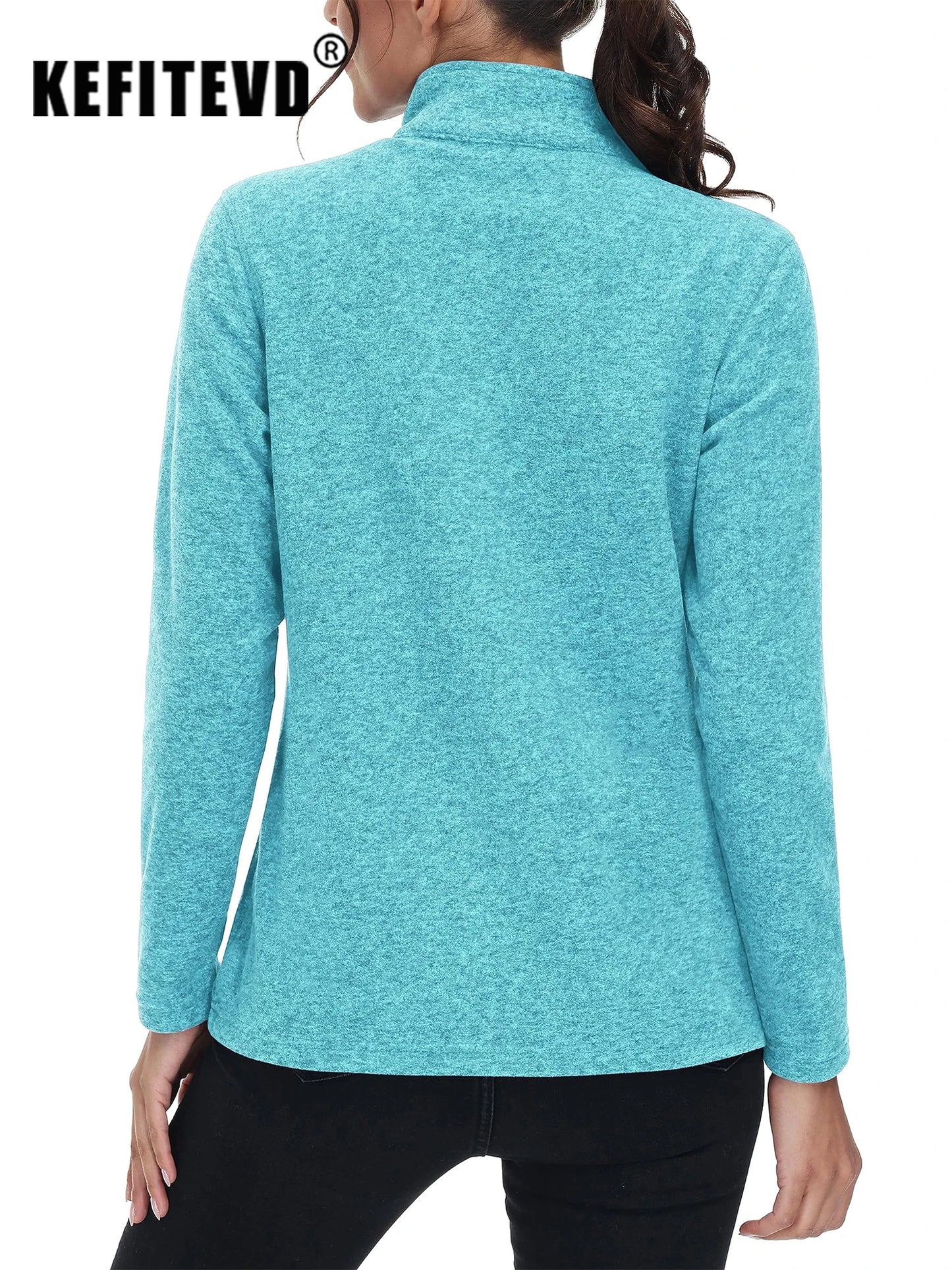 KEFITEVD Women Winter Full Zip Fleece Jacket Thermal Lightweight Coat Ladies Warm Camping Hiking Climbing Casual Top Windbreaker