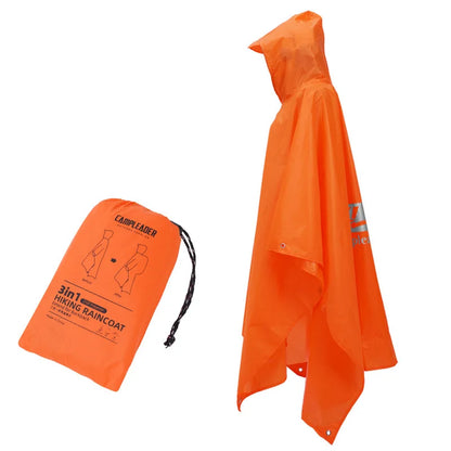 3 In 1 Waterproof Raincoat Lightweight Outdoor Hiking Rain Poncho Rain Jacket Cover Sun Shelter Camping Hiking Cycling Climbing