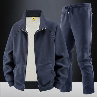 Thick Sets Brand Casual Men's Sets Cashmere Tracksuit Outdoors Fleece Track Suits Jacket + Pant Warm Fur Winter Men's Sweatshirt