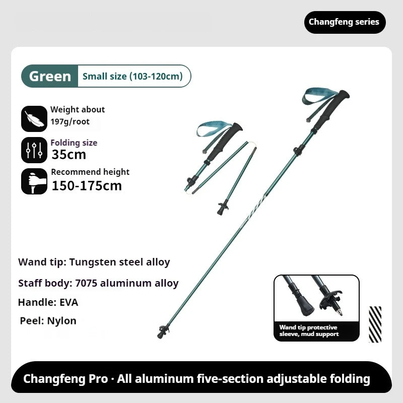 Naturehike 5-Section Trekking Pole Teleskopic Ultralight Walking Stick Hiking Climbing Stick Carbon Fiber Aluminum Alloy Folding