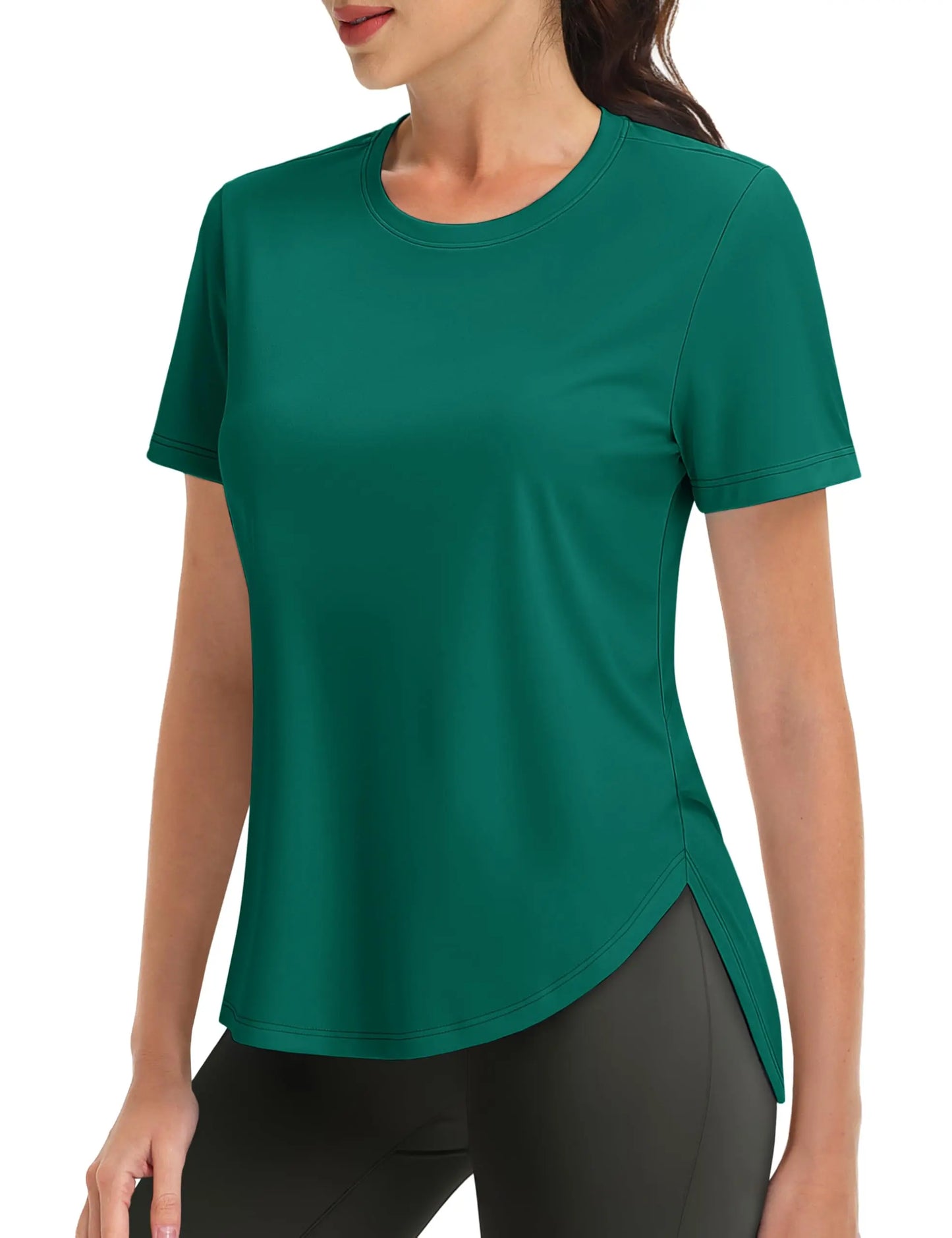 TACVASEN Womens UPF 50+ Sun Protection High Low Hem T-Shirt Quick Dry Hiking Side Split Top Summer Outdoor Breathable Shirts