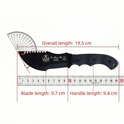 TOPS Tracker - Jungle Rescue Knife for the Outdoors, 1095 high-carbon steel, Micta handle, camping emergency knife