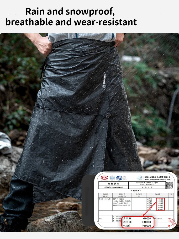 Hikeman Lightweight Waterproof Rain Skirt Split Rain Poncho, Portable Breathable Outdoor Hiking Camping Mountaineering Rain Coat