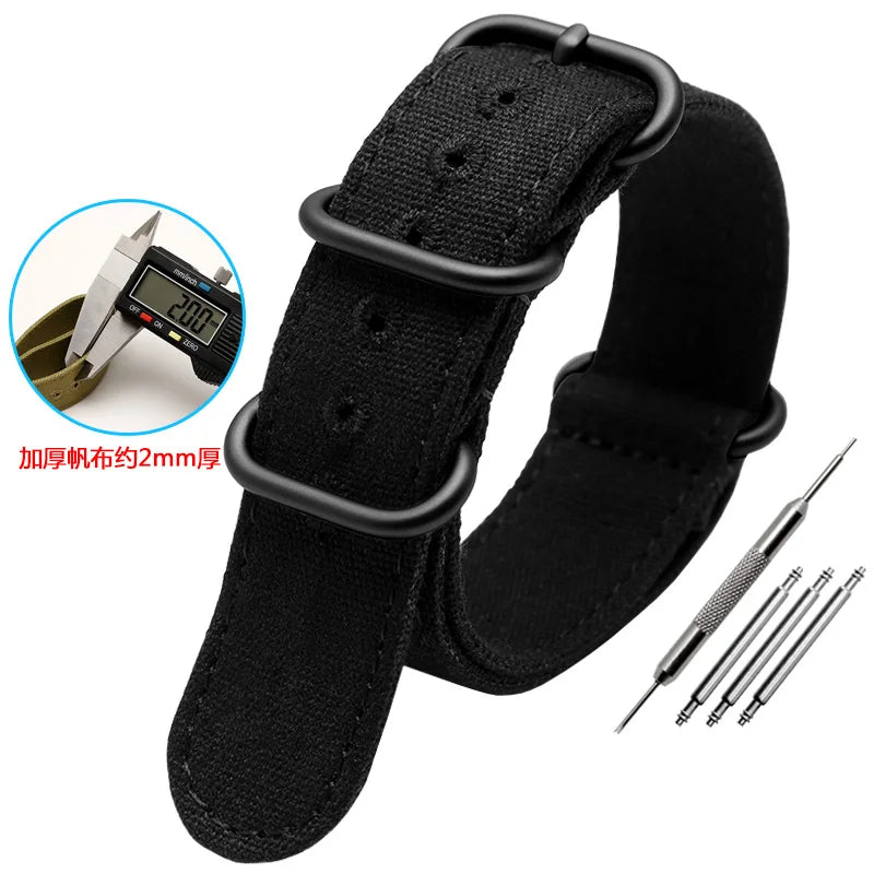 For any brand watch Fabric Military watchband watch Climbing Sports wristband straps 20 22 24 26mm men' Cotton canvas bracelet