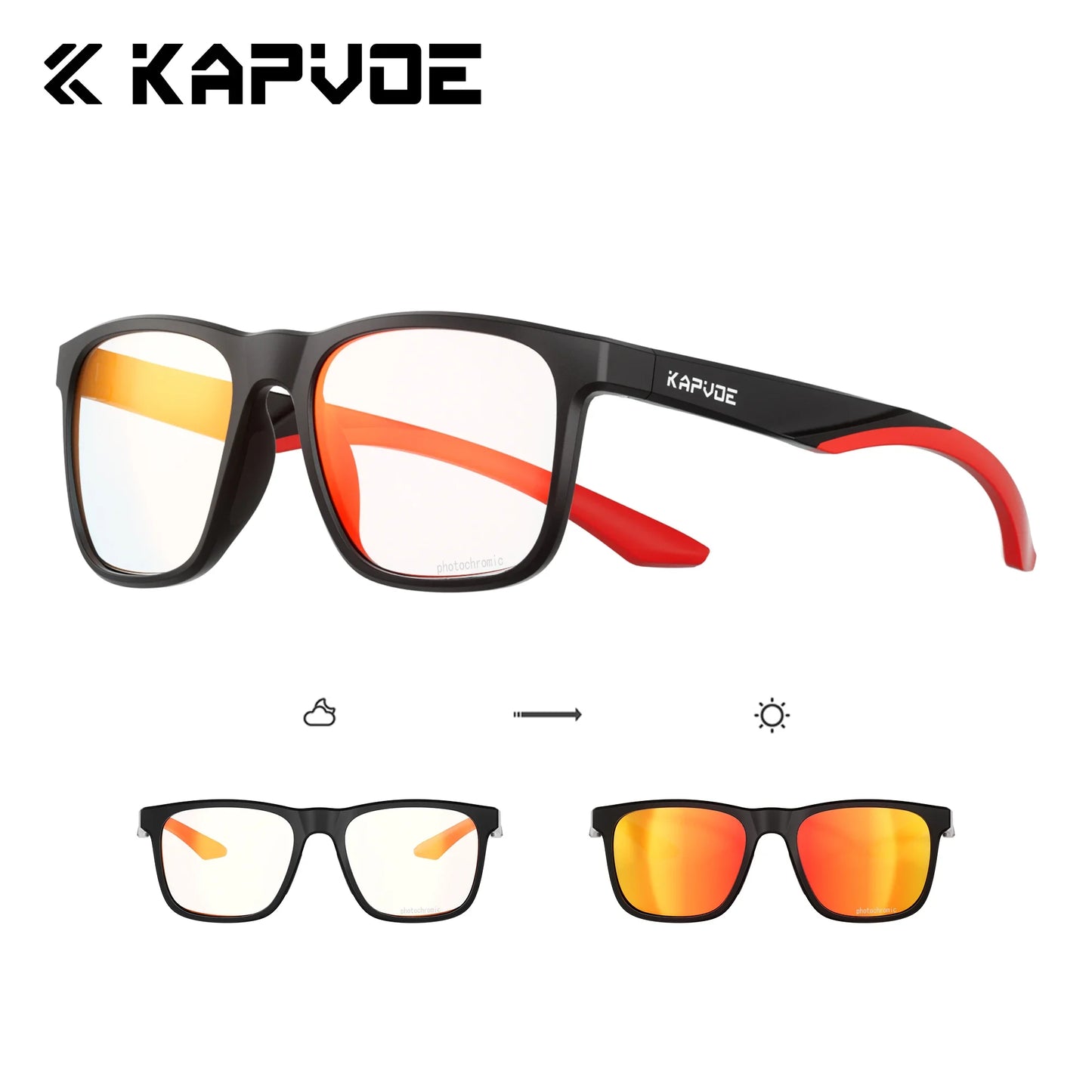 Kapvoe Polarized Sunglasses Men Lightweight Frame Anti Glare Driving Fishing Golf Outdoors Photochromic Glasses Running Women