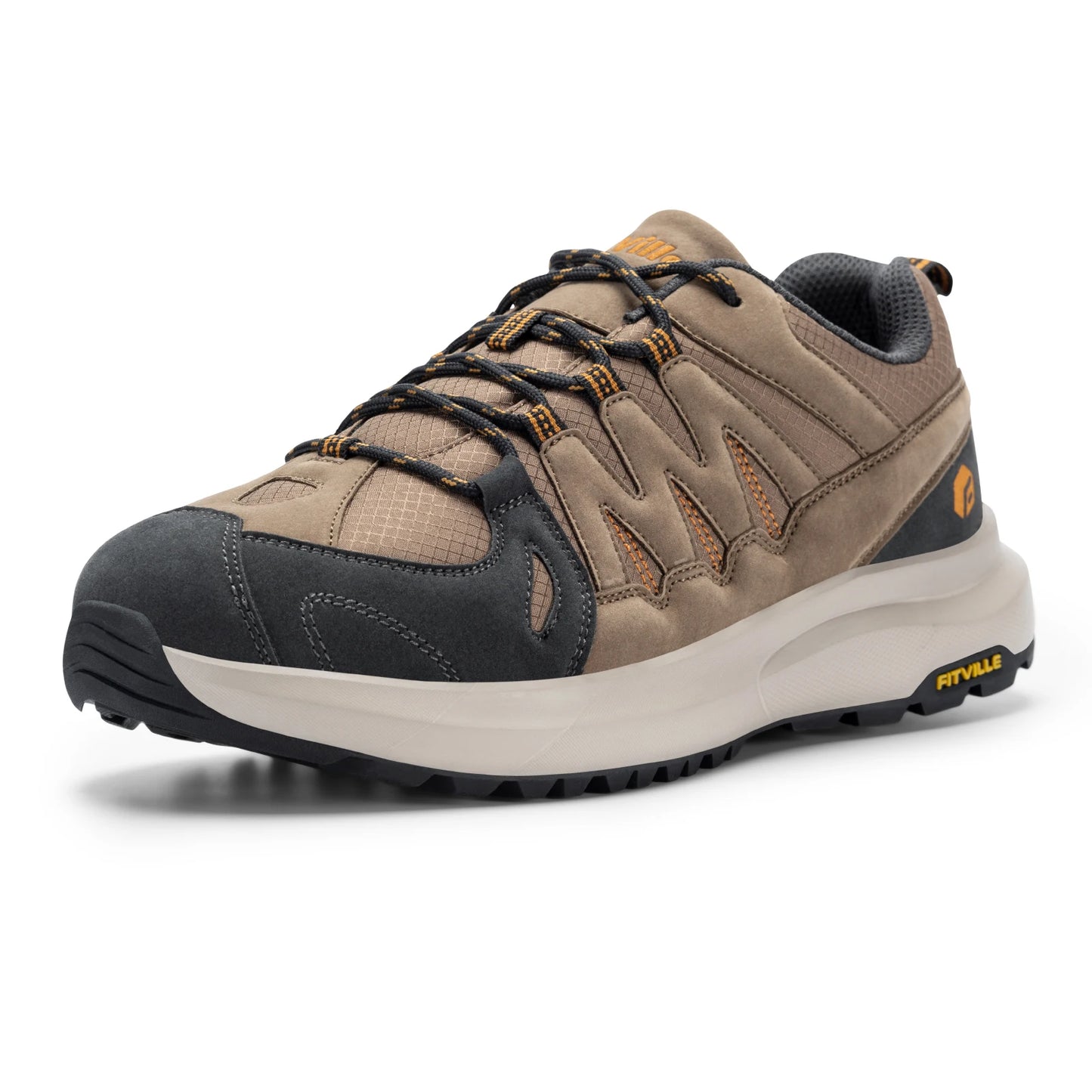 FitVille Wide Men'S Shoes Wide Hiking Waterproof Outdoor  Work Go Walking  Sneakers  With  Arch  Support For Heel Pain Relief