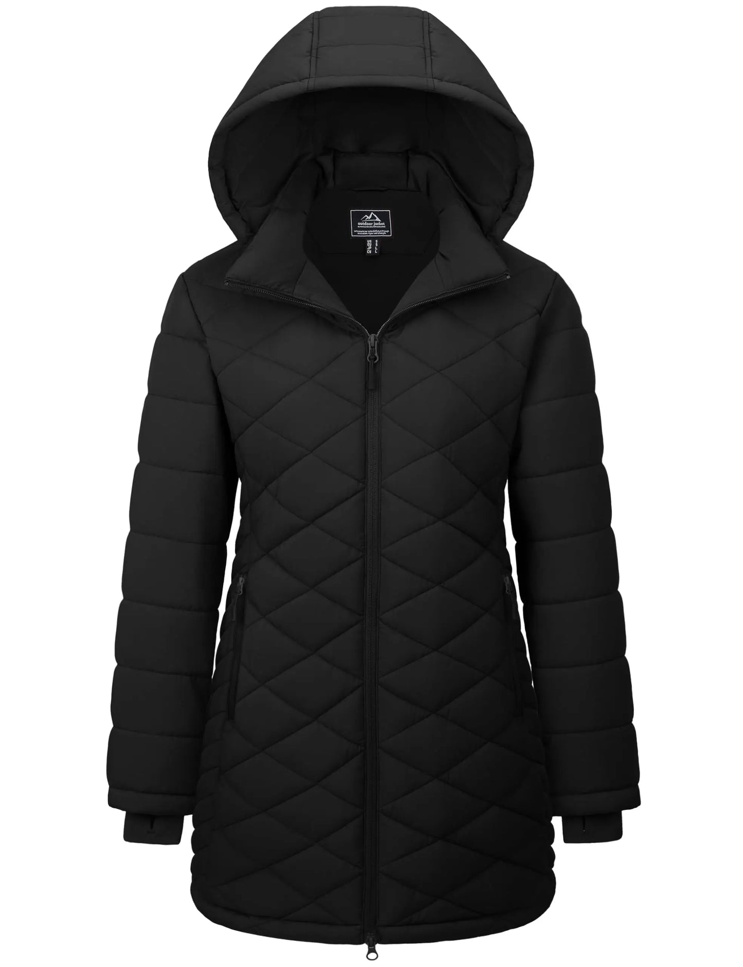 TACVASEN Winter Long Quilted Puffer Jackets Women's Lightweight Warm Insulated Coat Waterproof Outwear Parkas with Hood Hiking