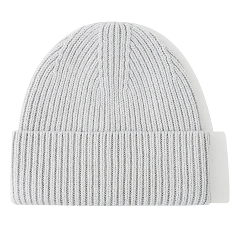 Men Women 100% Merino Wool Beanie Hats Winter Thermal Hat Cuffed Knit Ribbed Beanie Hiking Skiing One Size