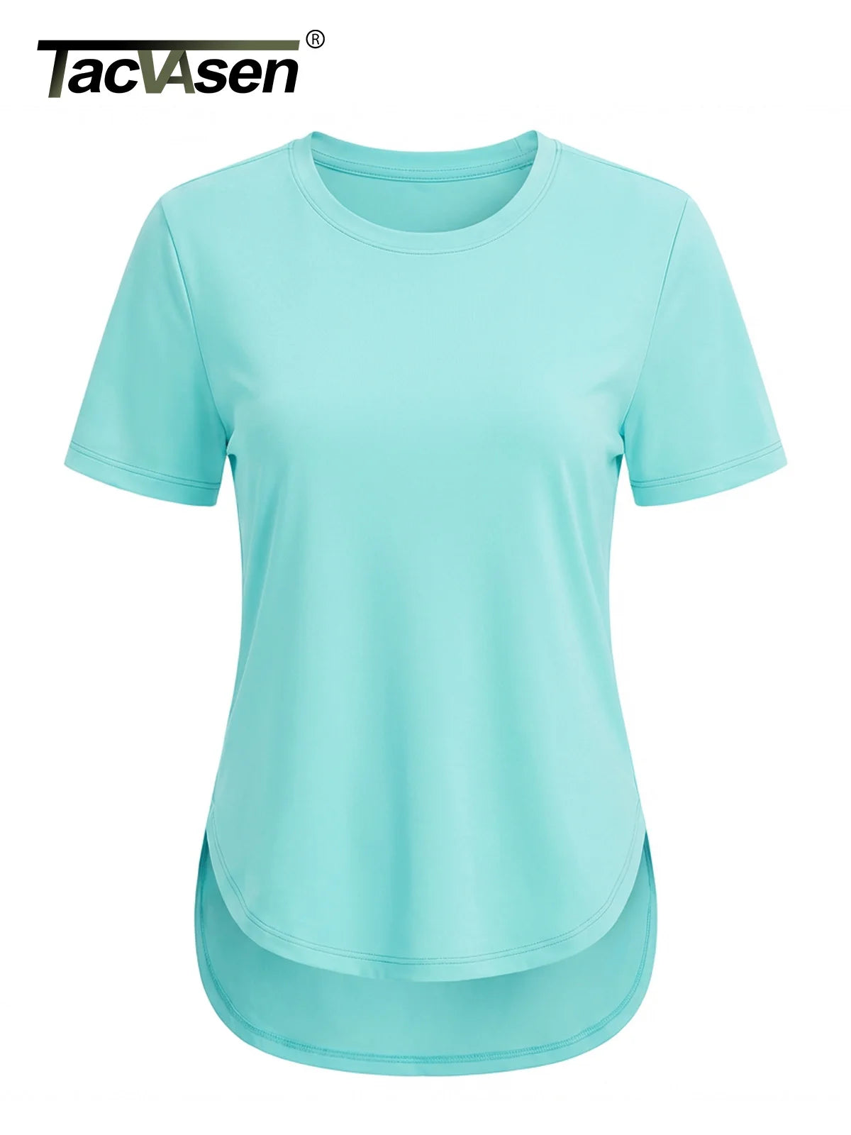TACVASEN Womens UPF 50+ Sun Protection High Low Hem T-Shirt Quick Dry Hiking Side Split Top Summer Outdoor Breathable Shirts