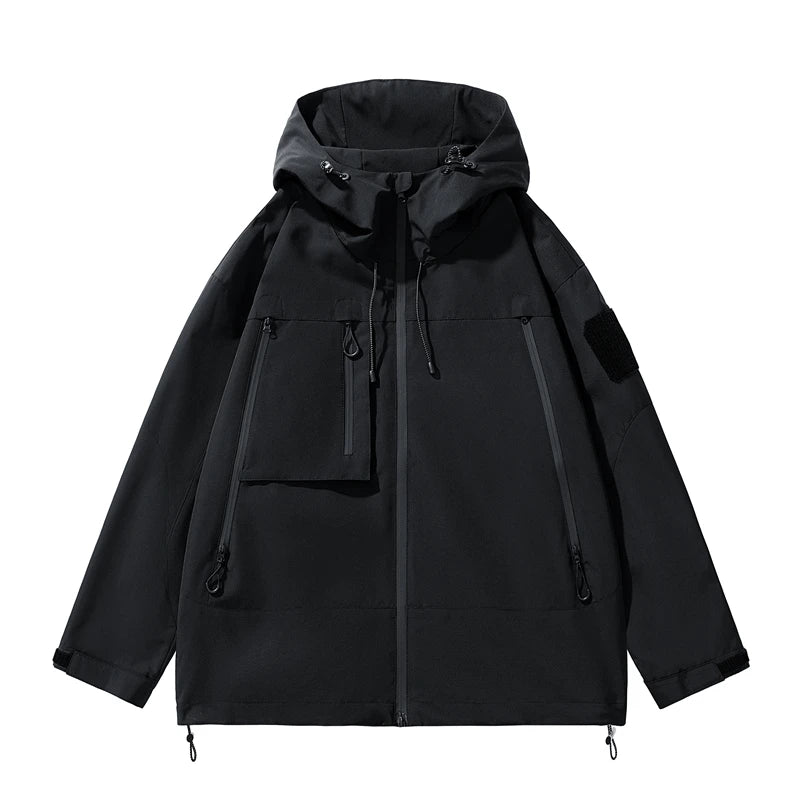 Hiking Jackets Men Waterproof Windproof Casual Hooded Outdoor Sports Clothes Hiking Coat Running Climbing Solid Color Jacket