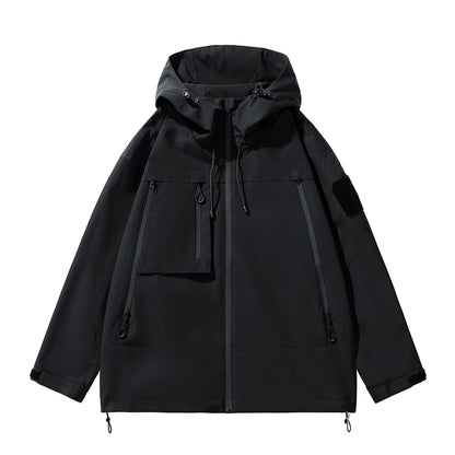 Hiking Jackets Men Waterproof Windproof Casual Hooded Outdoor Sports Clothes Hiking Coat Running Climbing Solid Color Jacket