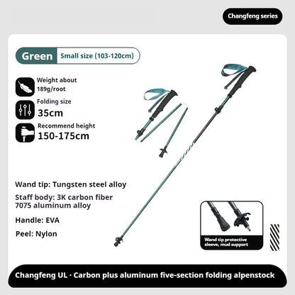 Naturehike 5-Section Trekking Pole Teleskopic Ultralight Walking Stick Hiking Climbing Stick Carbon Fiber Aluminum Alloy Folding