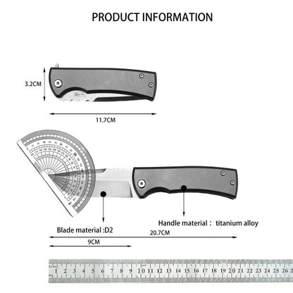 Multi-functional Folding Knife D2 Steel Blade Titanium Alloy Handle Ergonomic Handle Outdoor Camping Hiking EDC Cutting Purposes