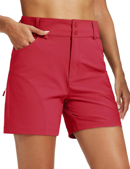 TACVASEN Womens Quick Dry Hiking Cargo Shorts Lightweight Water Resistant Shorts With 6 Pockets Summer Elastic Waist Golf Shorts