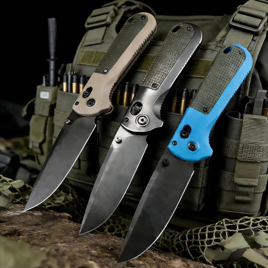 BM 430 Portable Folding Knife with D2 Blade Nylon Fiber Handle Suitable for Outdoor Camping Hiking and Picnicking Fruit Knife