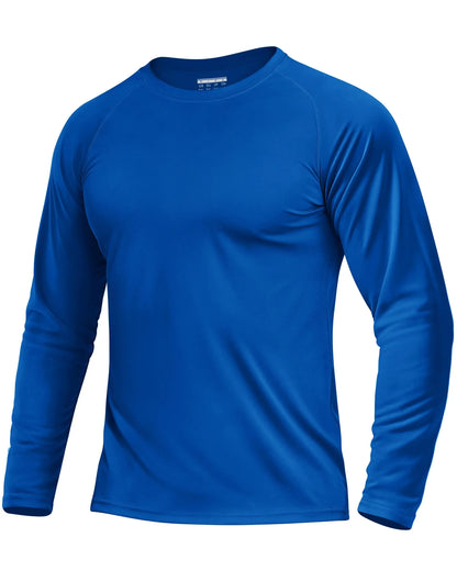 KEFITEVD Men's UPF 50+ Quick Dry Long Sleeve T-Shirts Men Sun Protection Outdoor Fishing Hiking T-Shirts UV Block Shirts Tops
