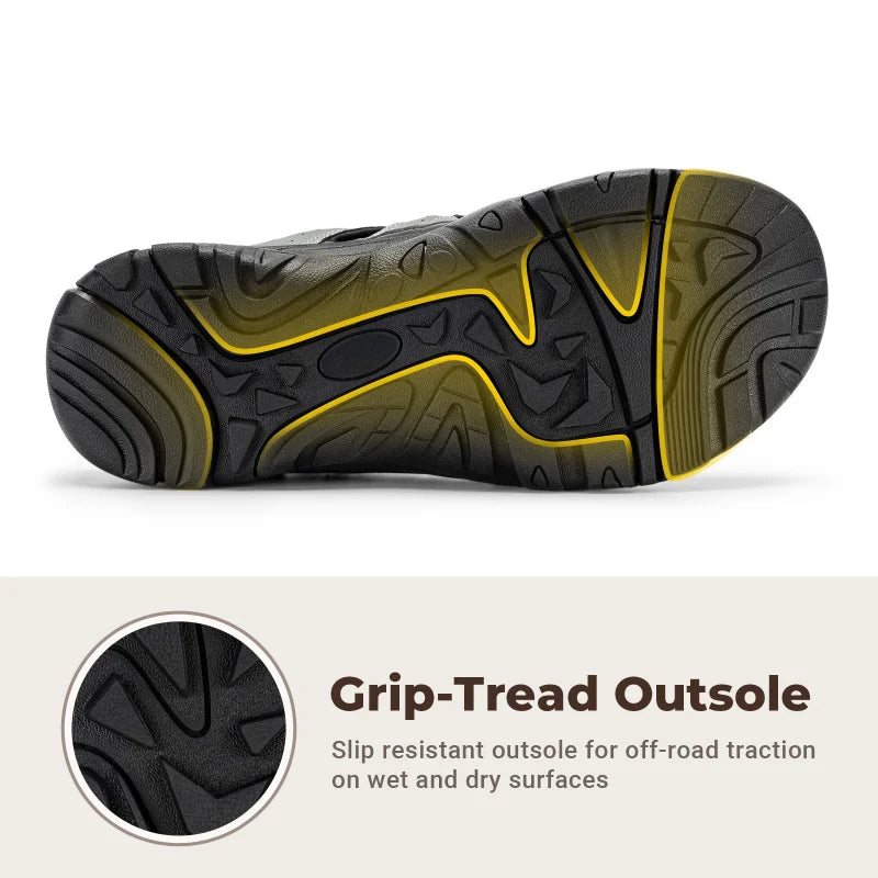 FitVille Wide Width Men'S Sandals Closed-Toe Hiking & Water Sandals With Arch Support For Swollen Feet Non-Slip Summer Shoes