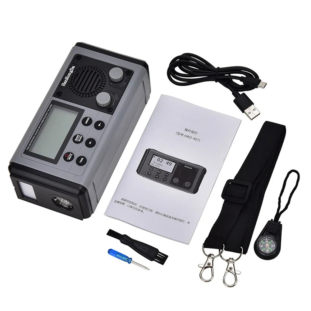 Woopker 10000mAh FM Radio HRD-907 Solar Hand-Carry Portable Emergency Radio AM/FM/SW Waterproof Reading Light SOS for Outdoors