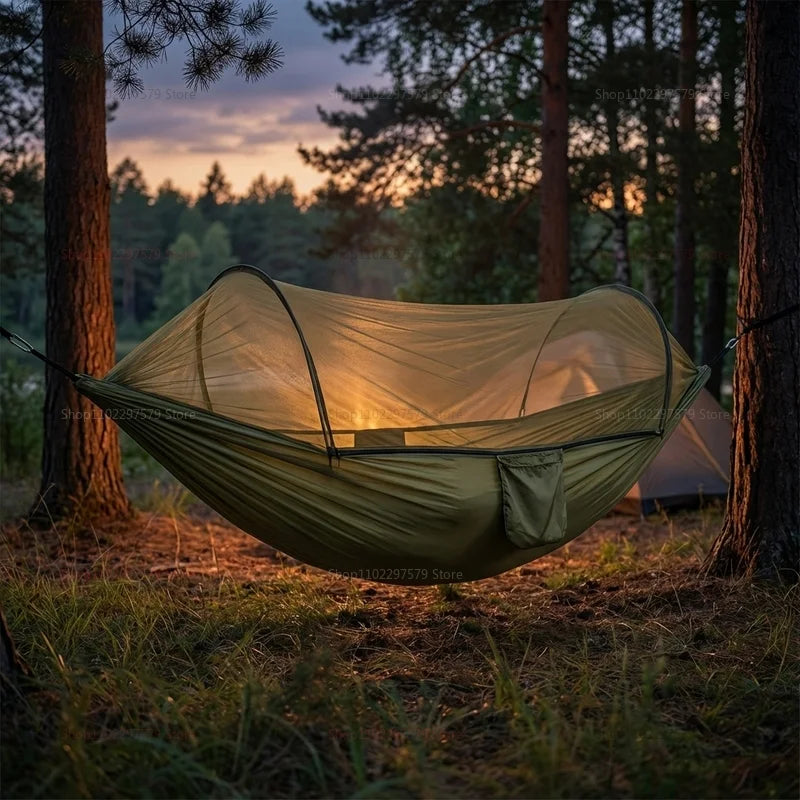 Portable outdoor camping hammock, equipped with mosquito net, lightweight bed, camping net, sleeping tent, camping equipment