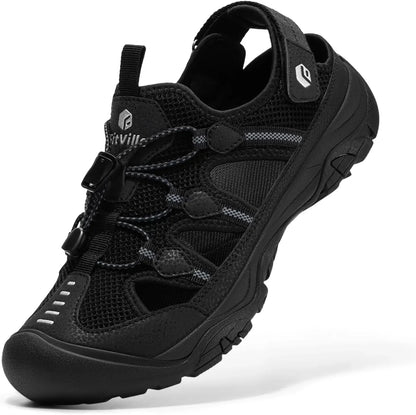 FitVille Wide Width Men'S Sandals Closed-Toe Hiking & Water Sandals With Arch Support For Swollen Feet Non-Slip Summer Shoes