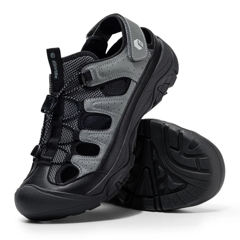 FitVille Wide Width Men'S Sandals Closed-Toe Hiking & Water Sandals With Arch Support For Swollen Feet Non-Slip Summer Shoes
