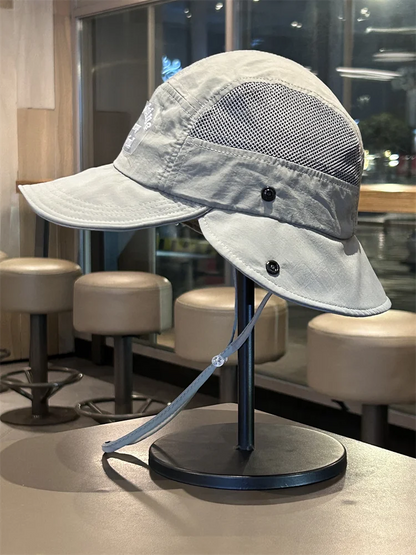 Outdoor Mesh UV Protection Sun Hat Unisex Summer Hiking Mountain Climbing Cap Quick Dry Breathable Wide Brim Hat for Travel