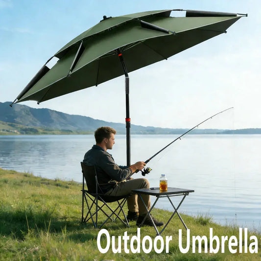 1.8-2.6M Large Fishing Umbrella Parasol Sunshade Windproof Sunshade Awning Outdoor Camping Stand Umbrella With Ground Insert