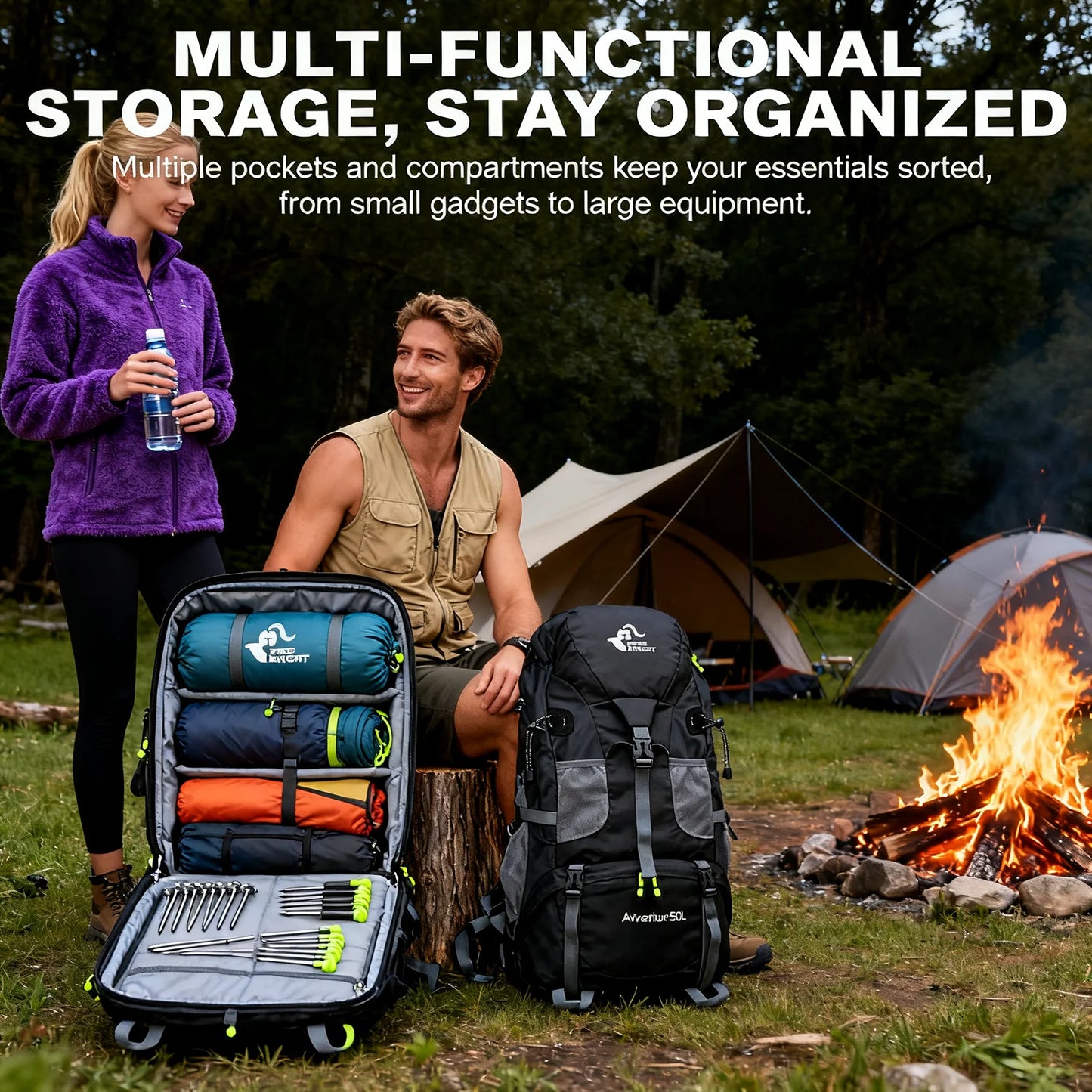 High Quality Brand FREE KNIGHT Outdoor 50L Backpack Double Shoulder Bag Women's Hiking Sports Travel Camping Bag Men's Backpacks