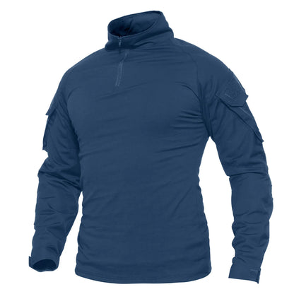 KEFITEVD Men's Hunting T-shirts 1/4 Zip Long Sleeve Shirt Outdoor Climbing Hiking Climbing Tees Camping Fishing Pullover Tops