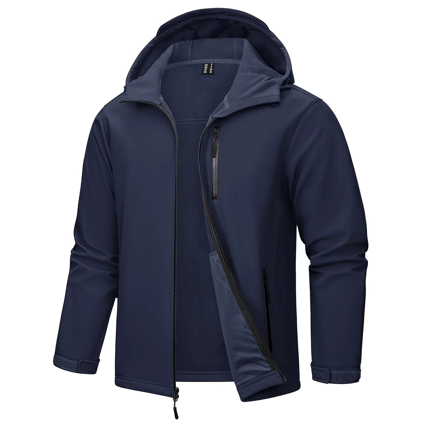TACVASEN Hooded Softshell Jacket Mens Waterproof Rain Jacket Fleece Lined Work Jacket Outdoor Trekking Hiking Windbreaker Male