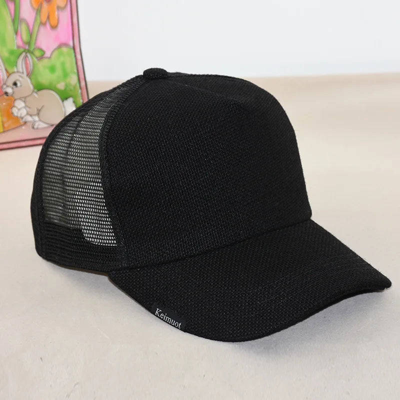 Linen Baseball Cap Dad Summer Outdoors Sun Caps Women Casual Sport Hat Big Head Men Oversize Large Trucker Hats 57-65cm