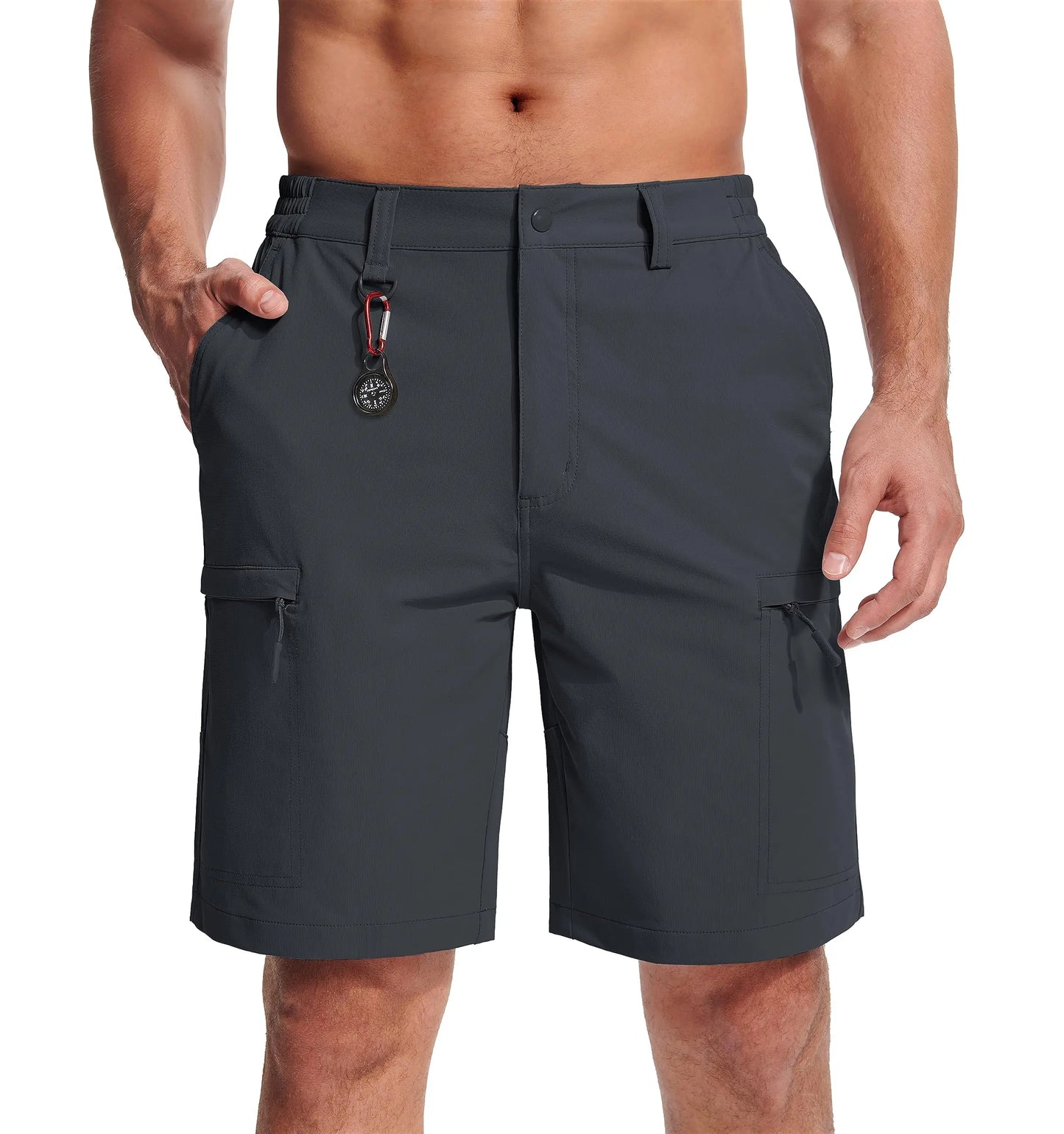 MAGCOMSEN Men's Cargo Shorts Multi-Pocket Elastic Breathable Quick-Drying Outdoor D-Ring Design Shorts Hiking Fishing Shorts