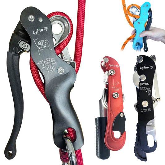 LIGHTEN UP Multiple Types Climbing Descender Self Braking Stop Rope Clamp Grab Rescue Climb Accessories CE certification